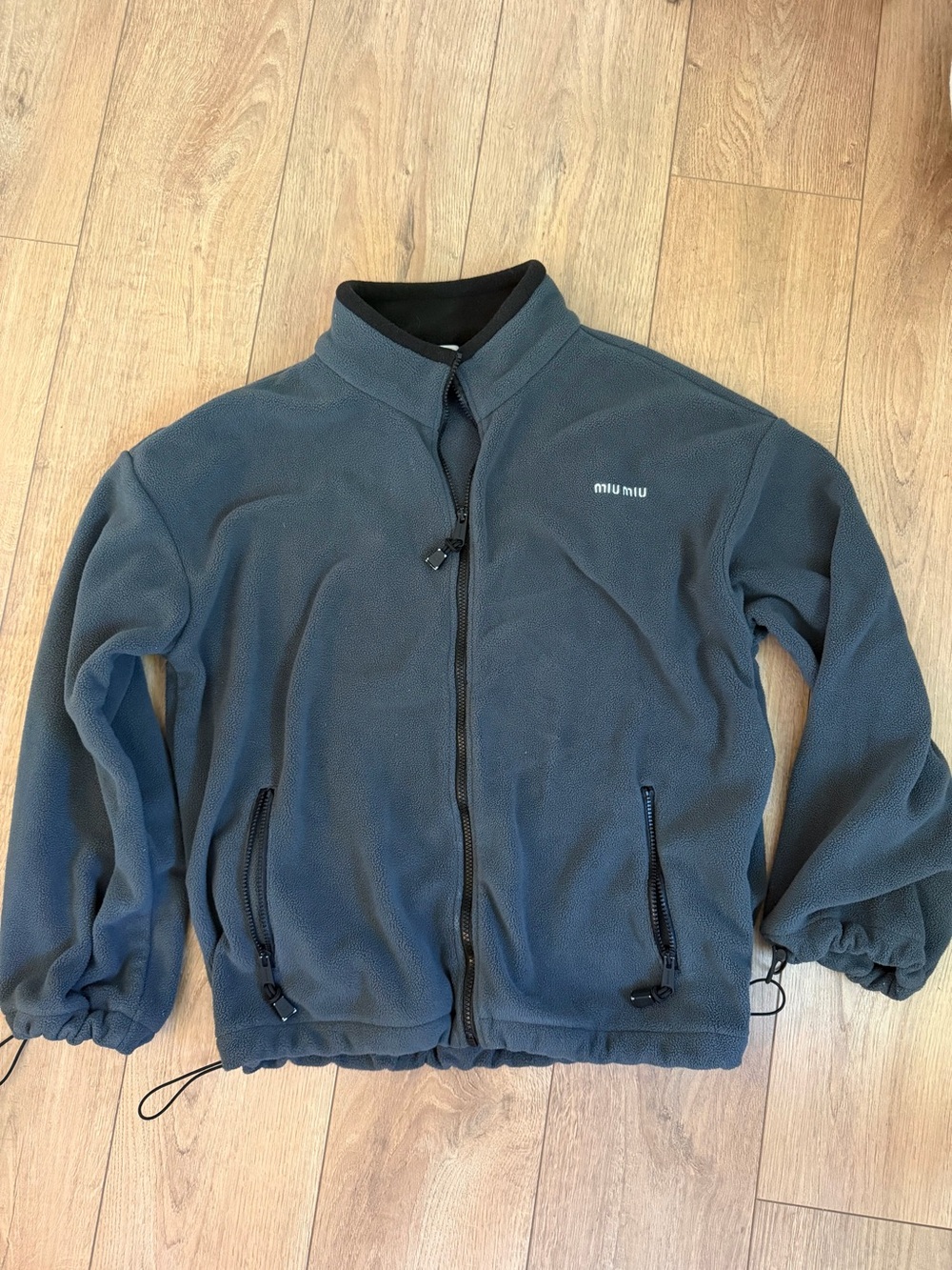 Miu Miu Charcoal Gray Fleece Zip Jacket
